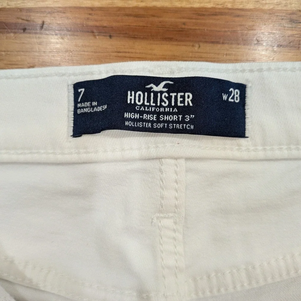 Hollister Womens Denim Jean Shorts 28 Waist High Rise White 7 Daisy Embroidered